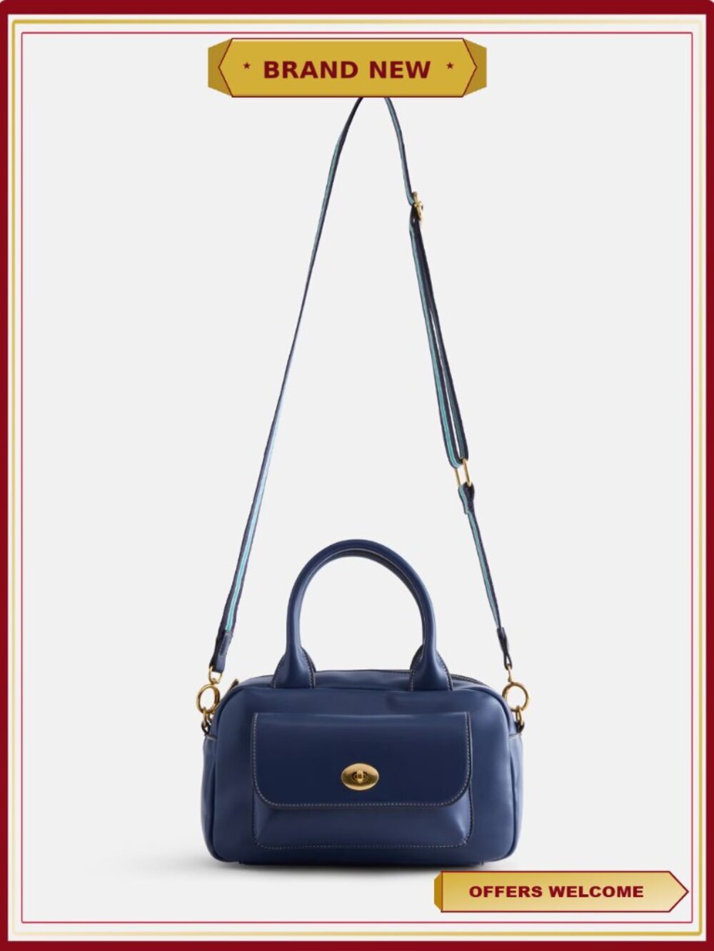 Faux Leather Satchel Handbag with Removable Crossbody Strap